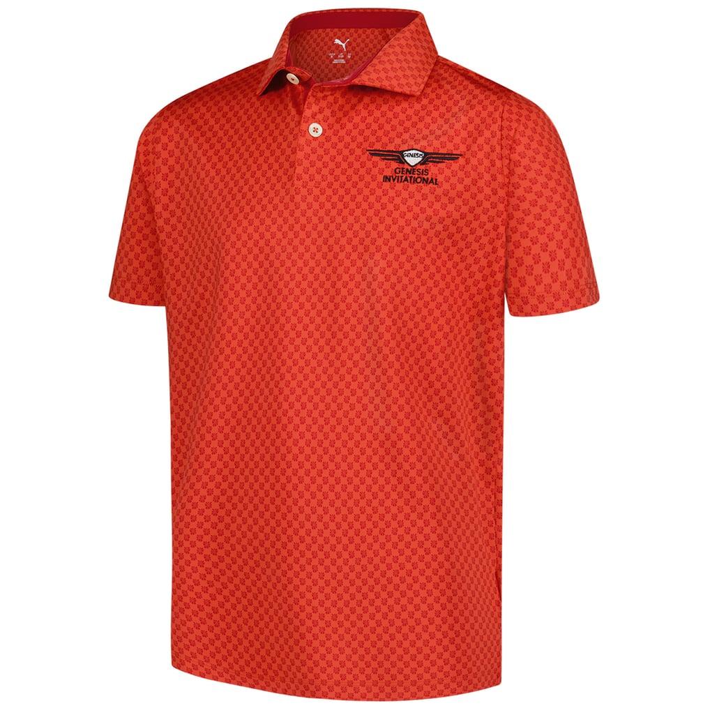  Genesis Invitational Puma Micro Floral MATTR Polo - Orange